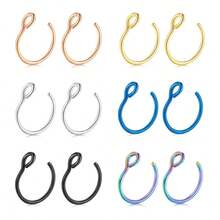 12-6 chiếc khuyên mũi giả bằng thép không gỉ 316L, khuyên mũi giả bằng thép không gỉ 8mm, khuyên vách ngăn mũi nhân tạo - Nhiều màu - Xem 16
