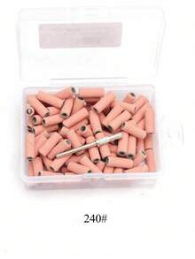 100片迷你粉色砂带，适用于美甲打磨机，小粒度120#、180#、240#砂带，指甲锉，研磨带，适用于亚克力指甲和凝胶美甲，包含升级版3.1mm柄钻头 - 粉色 - 查看 7