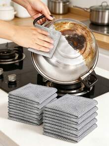 30pcs/Pack Magic Beauty Cleaning Cloth, Thickened Double-Sided Metallic Fiber Cloth, Kitchen Dishwashing Sponge Towel Cleaning Tool - Multicolor - View 2