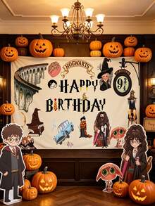 Tela de fondo para sesión de fotos de fiesta de cumpleaños con el castillo mágico de Harry Potter, decoración de escenario para fiesta de cumpleaños familiar, tela colgante para fondo de sesión de fotos - Multicolor - Ver 10