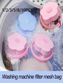 2/1pcs Flower Washing Machine Filter Bag, Floating Hair And Lint Collector, Reusable Pet Hair Remover, Universal Washing Machine Cleaning Tool, Portable Lint Collection Mesh Bag, Home Laundry Accessory, Efficiently Removes Lint And Impurities. - Multicolor - View 4
