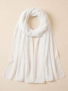 1pc Versatile Minimalist Chiffon Solid Color Scarf,Accessories,Holiday - White - View 1