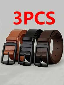 Bộ 3 chiếc thắt lưng nam cao cấp thời trang mới, chất liệu da PU, khóa kim loại, thắt lưng thiết kế chất lượng cao, đầy đủ kích cỡ, phù hợp cho cả nam và nữ, phụ kiện lý tưởng cho mùa thu/đông, phù hợp cho thanh thiếu niên, nam giới trẻ tuổi, phong cách thường ngày, ngoài trời, thể thao, kỳ nghỉ, lễ tốt nghiệp, sinh nhật, mặc hàng ngày, cũng phù hợp cho Halloween, công sở, thời trang đường phố, phong cách Boho, phương Tây, món quà lý tưởng cho nam giới, chồng, bạn trai, cha, bố, Giáng sinh. - Đen + Khaki + Nâu - Xem 6