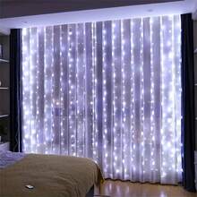 童话主题LED窗帘灯,迷人节日装饰灯串 - 电池供电,8种模式,适用于圣诞节、万圣节、复活节、情人节和新年装饰 - 露营、花园、派对、婚礼、聚会背景氛围灯 - 電池盒窗簾燈串 - 查看 9