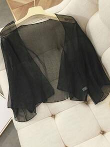 1pc Solid Color Chiffon Soft Outerwear Shawl - Multicolor - View 6
