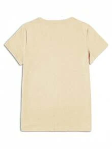 Camiseta estampada con temática de salud mental, top casual de manga corta y cuello redondo, ropa de mujer a para todas las estaciones - Camiseta unisex de algodón suelto de manga corta y cuello redondo estilo vintage urbano. - Albaricoque - Ver 2