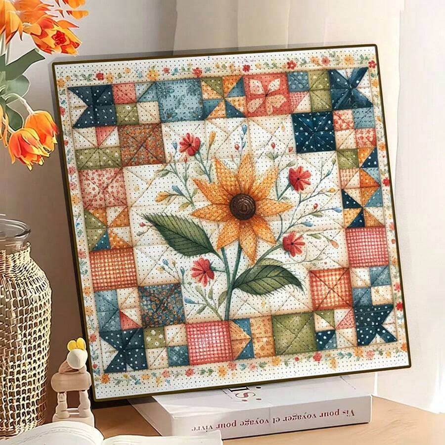 1pc New 5D Round Acrylic Diamond Painting Mosaic Craft, Featuring Floral Patchwork Theme, Vibrant Colors And Elegant Patterns. Suitable For Home Wall Decor, Handmade Artistic Gift For Girlfriend, Parents, Friends Or Holiday Presents. No Frame - round diamond - View 1