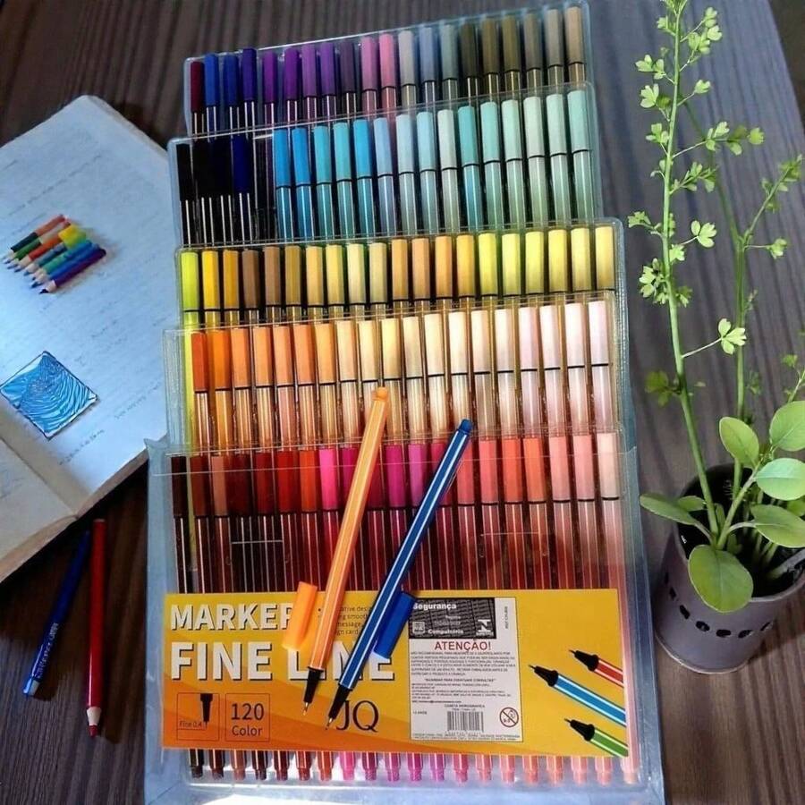 Kit Of 60/80/120 Fine Line Colored Pens, 0.4 Mm Fine Tip, Premium Quality - 方形 - 查看 1
