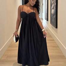 Women's Pleated Sleeveless Dress, Vacation Style,Spring&Summer,Summer Outfits For Women,Beach Outfits For Woman,Women,Spring Break,Concert Outfit Women,Boho,Rave Outfits,Tropical Vacation, Festival,Romantic Summer Dresses For Women Boho Dresses For Women Tropical Dresses For Women Women Dresses Vacation New Arrivals Women Dress - Azul - Ver 5