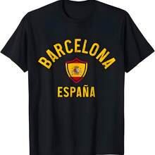 Barcelona España Souvenir Bandera española Camiseta Vintage - Negro - Ver 1