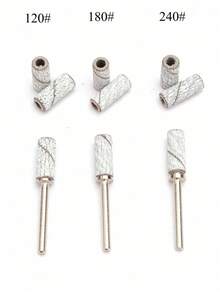 100 piezas Bandas de lijado mini rosas, aptas para taladro de uñas, grano pequeño 120# 180# 240# Bandas de lijado, limas de uñas, bandas de amolado para uñas acrílicas y manicura de gel, incluye brocas de vástago de 3.1 mm mejoradas - Blanco - Ver 3