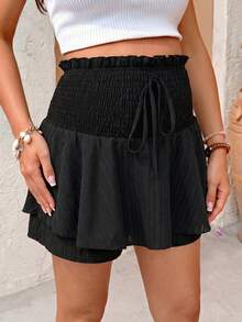 Maternity Solid Color Casual Versatile Daily Outing Skort Black Summer - Black - View 5