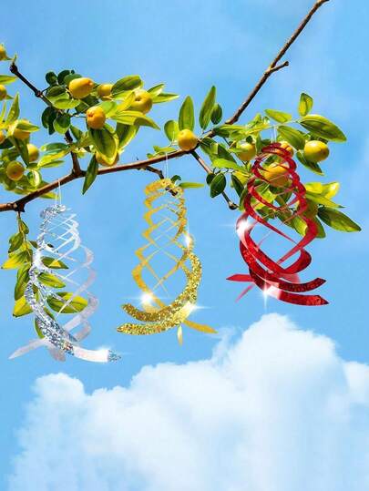 3pcs Bird Repellent Spiral Reflectors - Hanging Reflective Bird Deterrent Device, Suitable For Repelling Pigeons, Geese From Houses, Gardens, Ponds, Reflective Decoration For Holidays, Birthday Parties (Color)