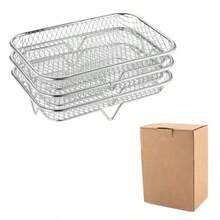 1/3pcs Stainless Steel Air Fryer Rack, Multi-Functional Baking Tray, Stackable Multi-Layer 304 Stainless Steel Silver Multipurpose Dehydrator Rack, Suitable For Air Fryer, Oven, Microwave, Steamer, Reusable - Grilling Net - View 10