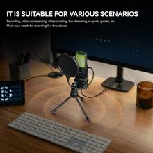 Micrófono de juego capacitivo RGB USB con conector USB-C Plug And Play, apto para computadora, portátil, teléfono, grabación, transmisión en vivo, podcast, diseño de paleta - Ver 12