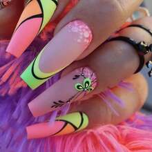 Ballerina Nail Ballet Nail, Clover Willow Branch French Nail Wear False Finger Nail Art Tablets - 彩色 - 查看 6