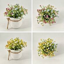 INS Style Artificial Starry Sky Flower Potted Plant, 2 Color Options, Mini Desktop Decor, Bedroom Nightstand Healing Green Plant, Waterless Eternal Flower, Mother's Day & Best Friend Gift - Yellow and White Color Scheme - View 2