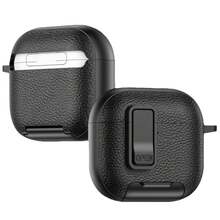 1個 Airpodspro3 蘋果無線藍牙耳機保護殼 Airpods4 皮革紋理 鎖扣式 支架軟保護套 - 彩色 - 查看 4