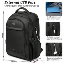 NEWHEY 18-Inch Travel Laptop Backpack, Large Capacity Multi-Compartment Laptop Bag, Men's School Backpack With USB Charging Port, Black - Multicolor - View 3