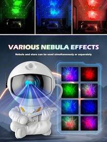 Astronaut Hugging Moon For Galaxy Night Light With 8 Modes, Remote Control & 360° Rotation - USB Powered LED Star Projector For Bedroom Decor, Game Room, Home Theater Ceiling - Perfect For Christmas & Halloween - Colored Light - View 4