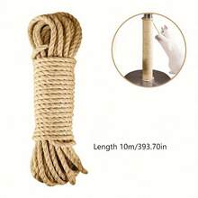 10m Natural Jute Rope For Cats - Thick Cat Scratching Post, Scratching Toy, Furniture Protector, Indoor/Outdoor Jute Rope, Cat Scratching Post, Cat Accessories - 10m - View 2