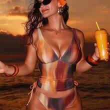 Swim  Sexy Leopard Print Camisole & Bikini Top For Women, Summer Beach Vacation,Beach Vacation 2026 New Women's Swimwear ArrivalFor School,Suitable For Holiday, Date, Afternoon Tea, Western, Cruise, Beach, Island, Road Trip, All Seasons, Music Festival, Boho Vacation,Bohemian Vacation, Chill Autumn ,Western Boho ,Elegant Dress For Women Lively Holiday Colorful Prints Boho Curve Bathing Suit Set Beach Swimsuit Swimsuits For Woman Curve Sexy Tankini Swimsuit Curve Beachwear - Rosa Fucsia - Ver 4