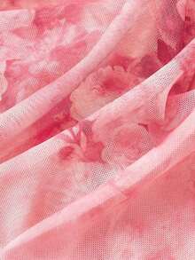 Vestido de longitud media con hombro asimétrico ajustado, fruncido y decoración de hebilla metálica para mujer - Rosa 2 - Ver 4