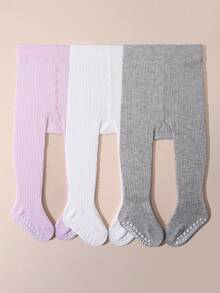 3 chiếc quần legging chống trượt cho bé sơ sinh, quần bó sát họa tiết cáp dệt kim, thích hợp mặc hàng ngày. - Nhiều màu - Xem 2