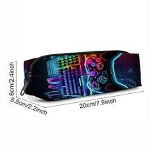 Hộp đựng bút một lớp in toàn bộ bề mặt với họa tiết máy chơi game. - màu đen - Xem 2