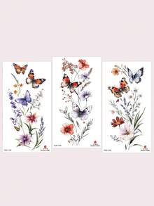 3 Sheets Minimalist Finger Temporary Tattoos, Leaf, Butterfly, Flower, Diamond, Heartbeat, Music Note Patterns, Personalized Small Designs, Waterproof Realistic Body Tattoo Stickers For Finger, Ear, Shoulder, Neck, Collar, DIY Daily, Party, Holiday Gifts - Multicolor - View 7