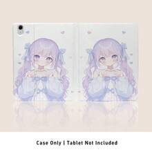 1个带笔槽的翻盖式桌面保护套，可爱卡通女孩图案，兼容荣耀Pad 8/9/10、荣耀GT 11.5英寸/X7/X8A/X8Pro/X9/X9Pro/V9/V8 Pro、MatePad SE 11英寸/MatePad 11英寸/11.5英寸、MatePad Pro、苹果第十代/11 2025（A16）、A9/A9+/A11/S11/S10 FE+，具备自动休眠/唤醒功能，适合作为返校季、情人节、节日礼物。 - 彩色 - 查看 2