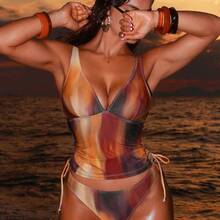 Swim  Sexy Leopard Print Camisole & Bikini Top For Women, Summer Beach Vacation,Beach Vacation 2026 New Women's Swimwear ArrivalFor School,Suitable For Holiday, Date, Afternoon Tea, Western, Cruise, Beach, Island, Road Trip, All Seasons, Music Festival, Boho Vacation,Bohemian Vacation, Chill Autumn ,Western Boho ,Elegant Dress For Women Lively Holiday Colorful Prints Boho Curve Bathing Suit Set Beach Swimsuit Swimsuits For Woman Curve Sexy Tankini Swimsuit Curve Beachwear - Azul - Ver 6