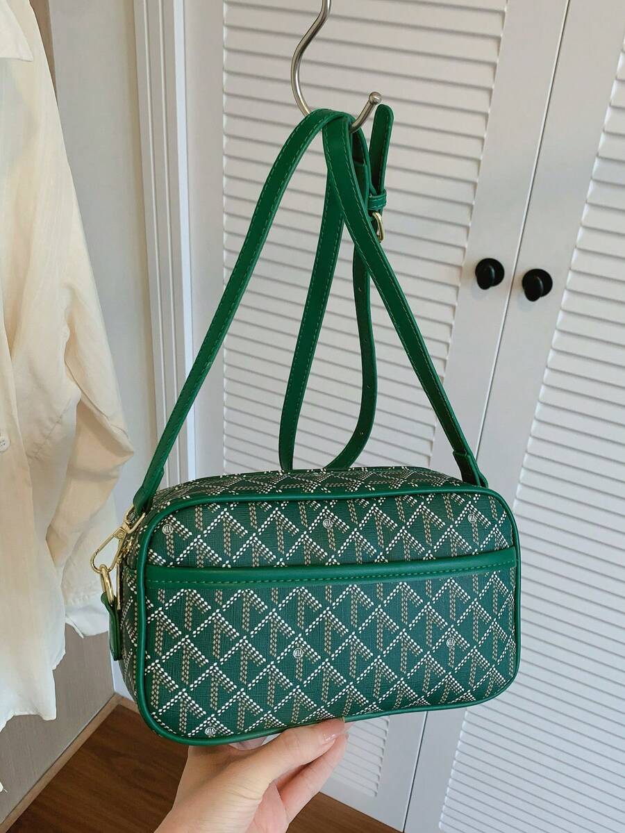 SHIMEINI 1pc New Fashionable Elegant Printed Shoulder/Crossbody Camera Bag, Suitable For Men And Women For Daily Use, Work Commute, Vacation, Holiday, Party, Shopping, Gift (Actual Item Does Not Include Pendant) - Green - View 1