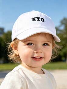 1PC White NYC 1987 Embroidery Baseball Cap For Baby, Baby Summer Beach Baseball Hats, Boys Girls Summer Protective Sunscreen Baseball Hat - Multicolor - View 2