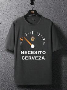 Impala Camiseta de manga corta con cuello redondo y estampado de panel de instrumentos para hombre, Oversize Manfinity Homme, para verano. - Negro - Ver 3