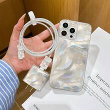六合一大理石纹手机壳套装 - 包括手机壳、充电头保护套、数据线保护套、收纳线、数据线绕线器、TPU防震保护壳，兼容 6/7/8/X/Xs/XR/XS Max/11/12/13/14/15/16 Pro Max，适合作为生日、圣诞节、节日礼物送给情侣、女朋友、女儿、青少年。 - 彩色 - 查看 4