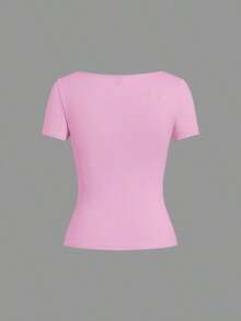 Set de 3 camisetas de punto para mujer, multicolor, camisetas básicas de primavera/verano para mujer, tops ajustados básicos, paquete de tops básicos, tops básicos para mujer, tops de ajuste ceñido, tops básicos, tops de mujer de cuello cuadrado, tops de verano para mujer, tops de manga corta para mujer, tops de verano para mujer, camisetas de mujer - Multicolor 10 - Ver 9