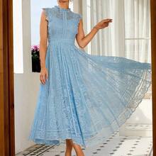 Women's Elegant Vintage Lace A-Line Dress, Party Dress, Wedding Dress, Birthday Dress, Graduation Dress Summer - Albaricoque - Ver 6