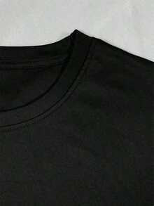 Camiseta bicolor en blanco y negro con estampado de lazo simple - Casual y versátil - Negro - Ver 4