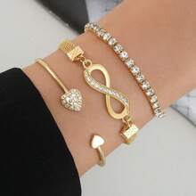 VKME Set Gelang Rantai Logam Zirkonia 3 Buah - Kuning keemasan C - View 4