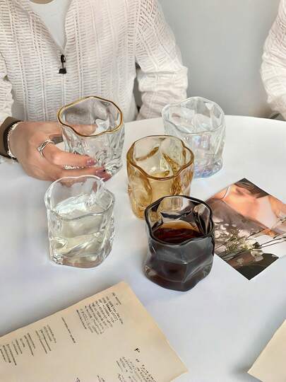 Asymmetrical Shaped Crystal Glass Cup, Transparent Drink Cup For Wine, Whiskey, Cocktail, Home Decor, Bar Party, Outdoor Camping, Christmas, Valentine's Day, Birthday Gift, Premium Gift Cup