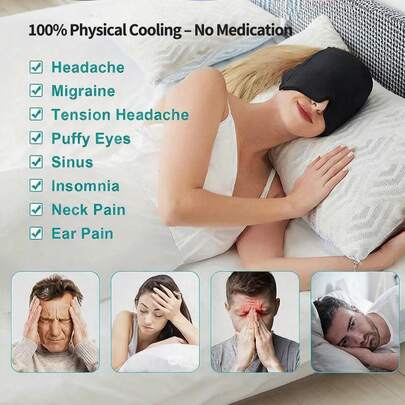1pc Cooling Headache Relief Hat, Cooling Gel Ice Pack Headband, Cold/Hot Therapy For Headache Relief, Relaxing Sleep Eye Mask, Soft Stretchy Gel Headband, Suitable For Cold/Hot, Reusable, Breathable Soothing Eye Mask, Applicable For Bedroom, Travel, Office, School, Birthday Gift, Headache, Eye Bags, Tension And Stress Relief