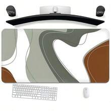 1pc Bohemian Style Abstract Brown Line Oversized Mouse Pad / Gaming Mouse Pad -- XXL Fabric Material -- Ultimate Tracking And Stability Performance -- Professional Gaming Grade Mouse Pad -- Non-Slip And Stable -- Full Desk Coverage -- PC Accessory -- Natural Beige And Brown Wavy Line Design Computer Keyboard And Mouse Pad, Suitable For Office, Home And Gaming Scenes - Bohemian Abstract Style - View 16