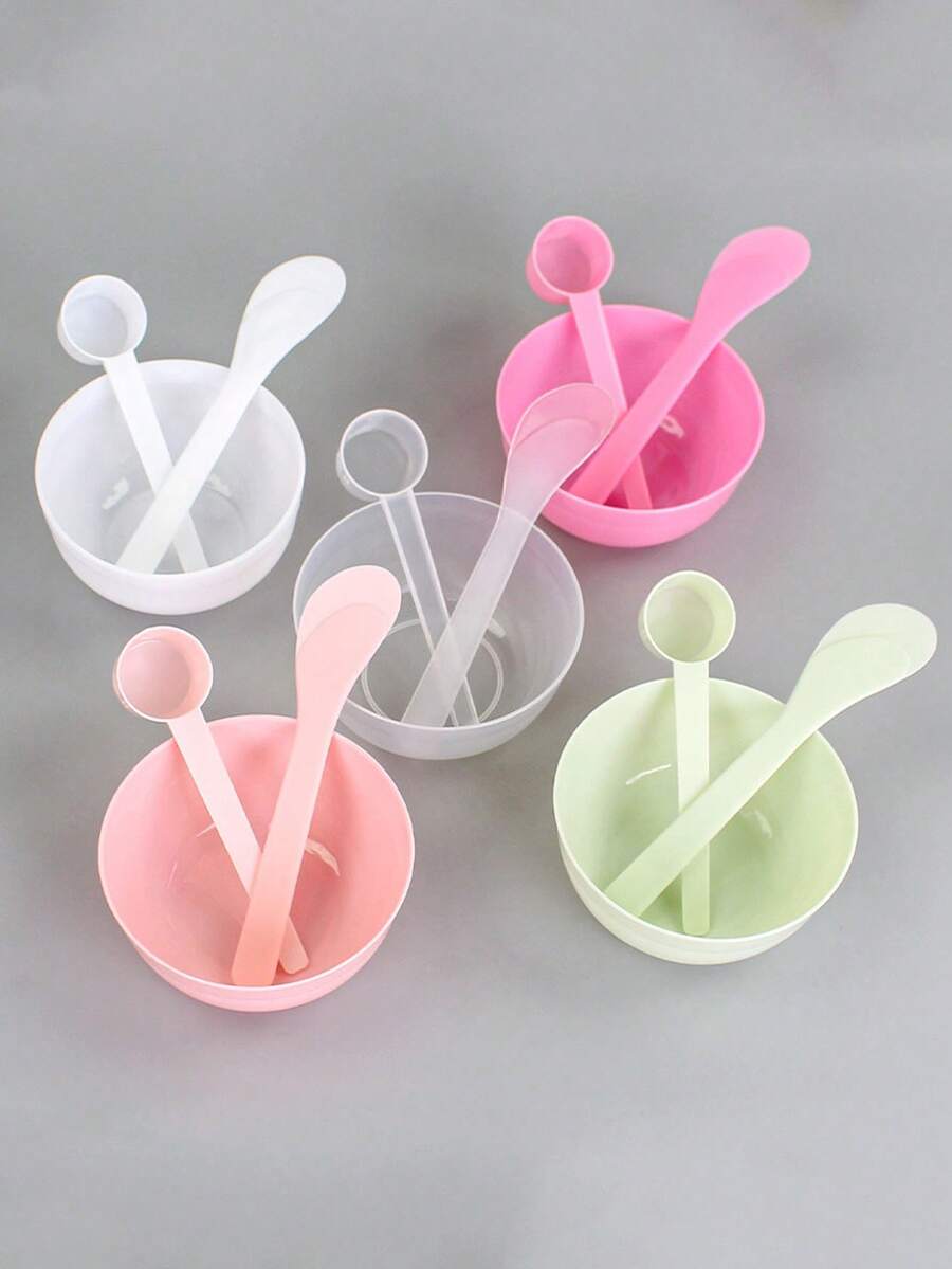 6sets/1set 6sets/1set Facial Mask Mixing Set – A Combination Set Featuring A Plastic Mixing Spatula, Spoon, And Bowl; Suitable For Daily Home Skincare, Beauty Salons, Beauty Shops, And More. - Multicolor - View 1