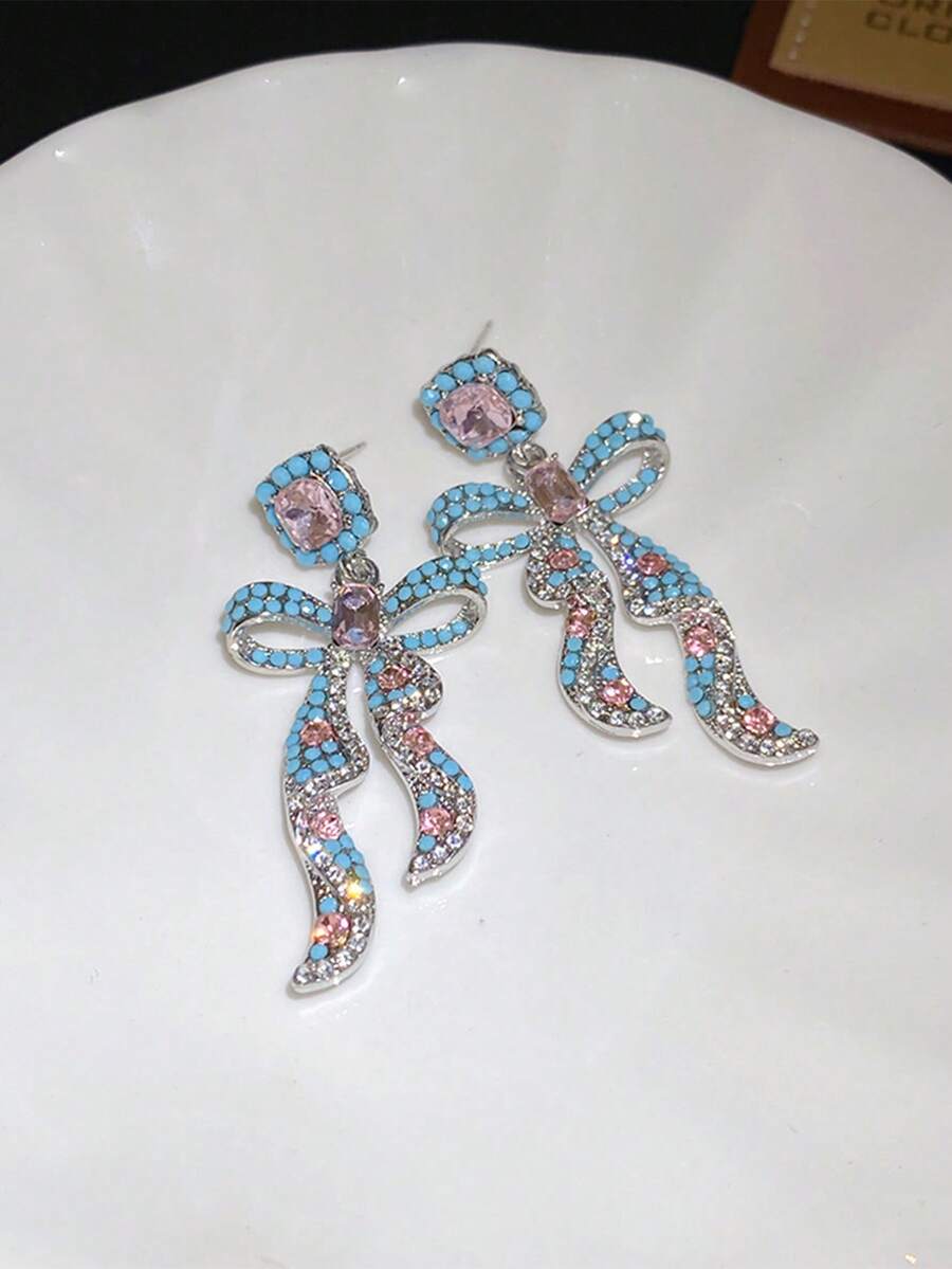 2pcs Luxury Shiny Elegant Earrings, Versatile Atmospheric Elegant Earrings Suitable For Banquets, Parties, Music Festivals - Multicolor - View 1
