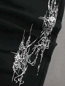 Quần nỉ ống rộng dáng suông unisex phong cách Gothic Metal tối giản, quần thể thao phong cách đường phố Mỹ in họa tiết văn hóa Black Metal, quần thường ngày thoải mái - màu đen ống thẳng - màu đen - Xem 5