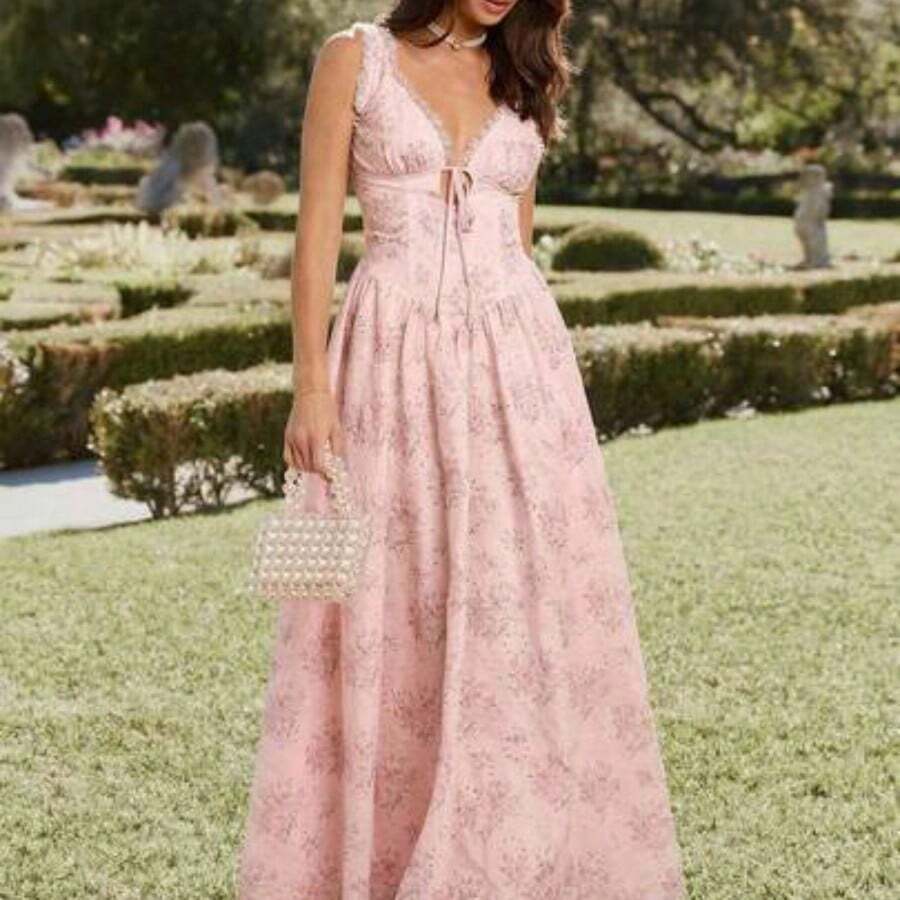 Women Long Dresses - 粉色 - 查看 1