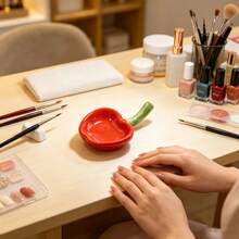 1pc Cute Apple & Cherry Shaped Nail Polish Palette With Nail Brush Holder 2-In-1, Graffiti Painting Watercolor Palette, Nail Diamond Tip Storage Box, Multi-Compartment Nail Brush & Pen Display Stand - Multicolor - View 14