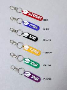 Custom Graduation Name Keychain, Personalized Cap Charm Key Chain, Minimalist Academic Keychains For Class Celebration, Customized Backpack Pendant - Style C - View 5