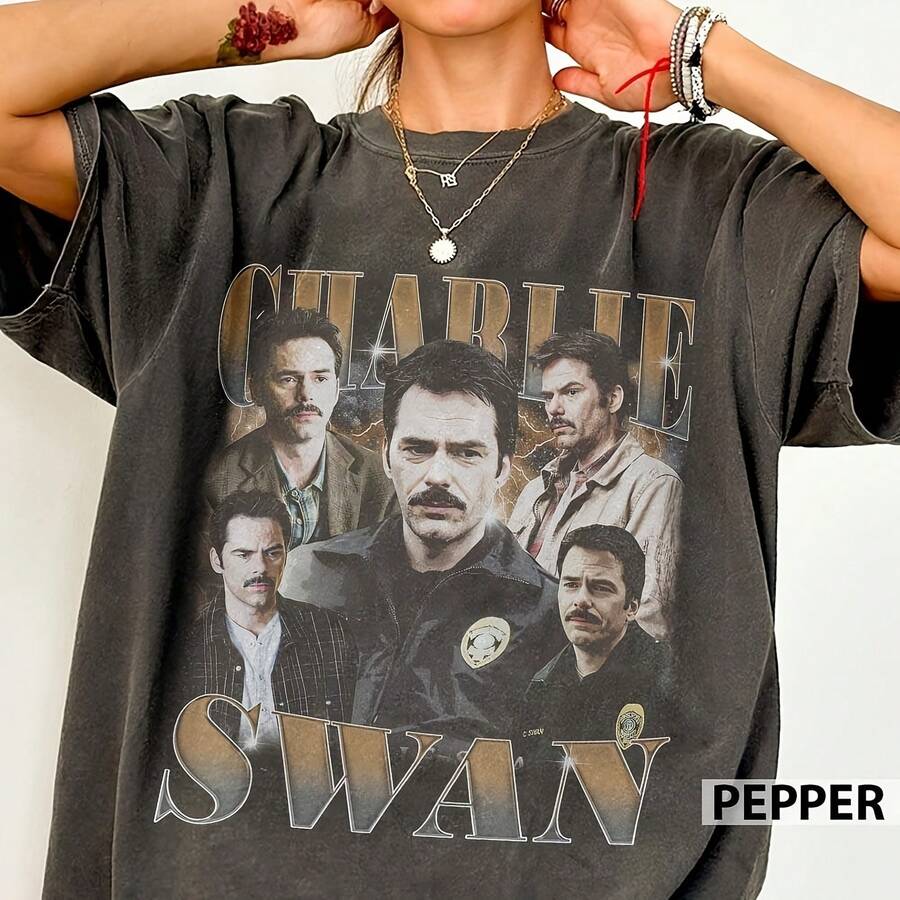 Charlie Swan Vintage Retro Bootleg 90s Comfort Color Shirt - Black - View 1
